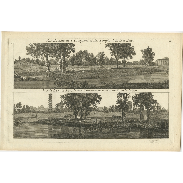 Pl. 5 Antique Print of the Hydraulic machine of the Kew Gardens by Le Rouge (c.1785)