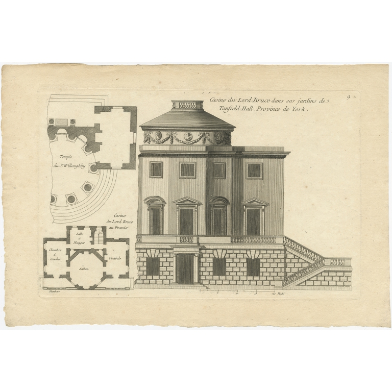Pl. 9 Antique Print of the Casino of Lord Bruce by Le Rouge (c.1785)