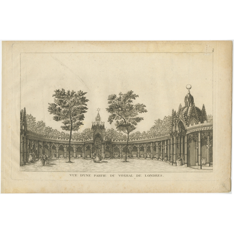 Pl. 2 Antique Print of Vauxhall Gardens by Le Rouge (c.1785)