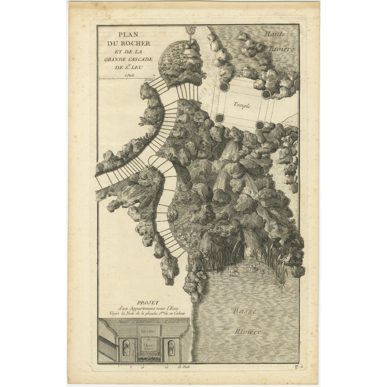 Pl. 7 Antique Print of the Rock Formation of Saint-Leu by Le Rouge (c.1785)