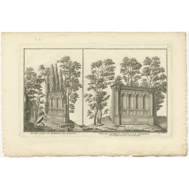 Pl. 13 Antique Print of Tombs by Le Rouge (c.1785)
