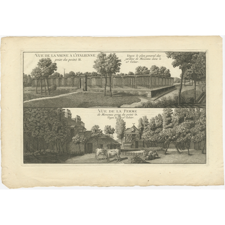 Pl. 19 Antique Print of an Italian Vineyard and Farm by Le Rouge (c.1785)