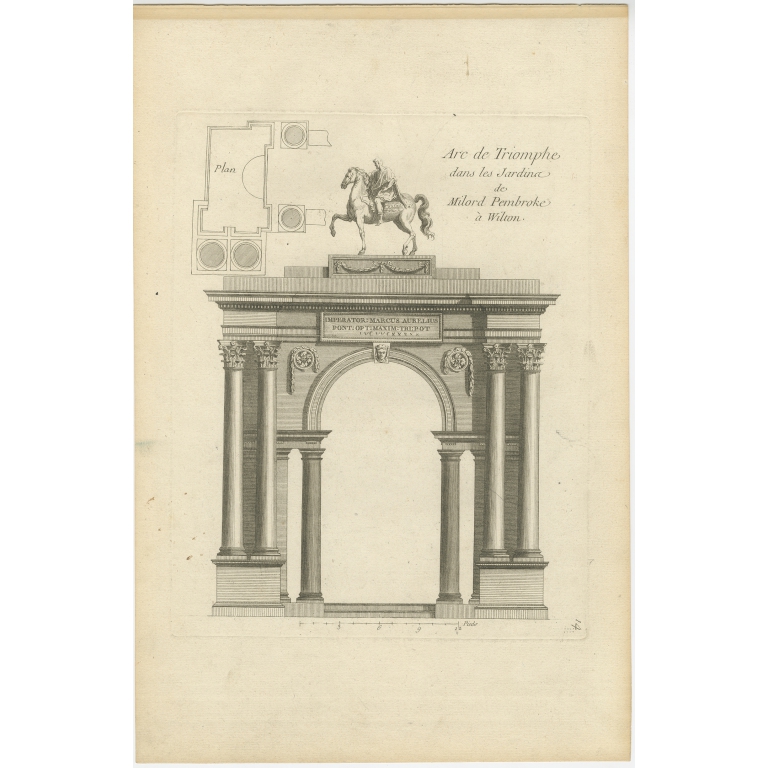 Pl. 14 Antique Print of a Triumphal Arch by Le Rouge (c.1785)