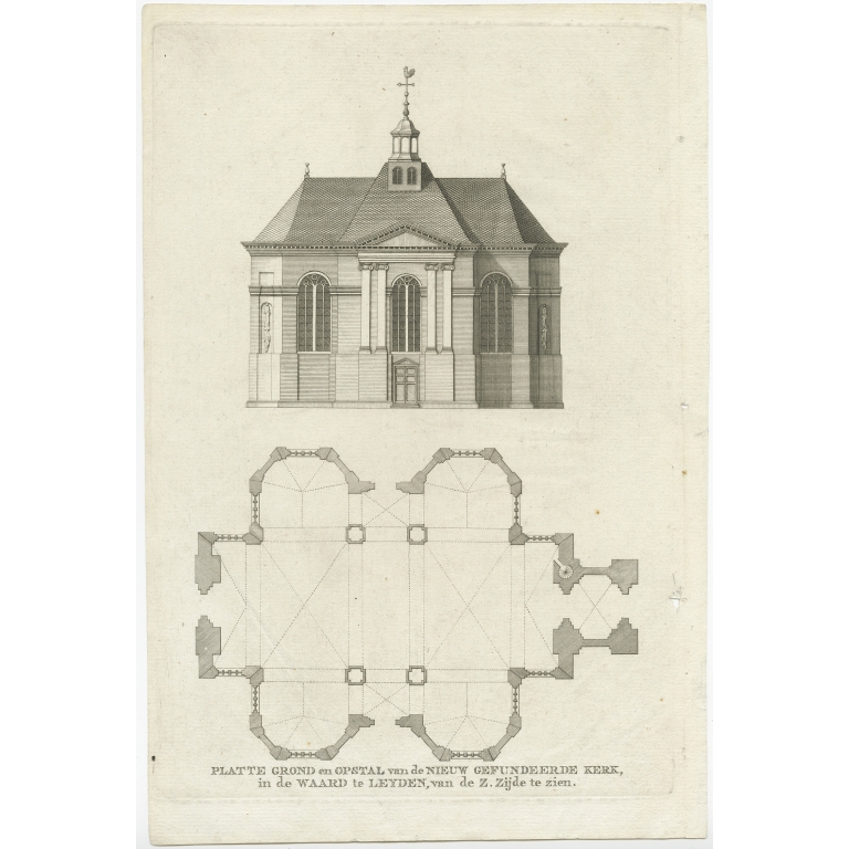 Antique Print of the Church of Leiden by Van Mieris (1784)