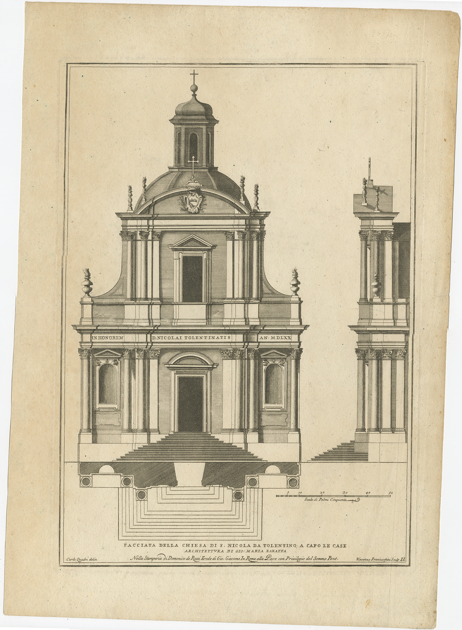 Antique Print of San Nicola da Tolentino agli Orti Sallustiani