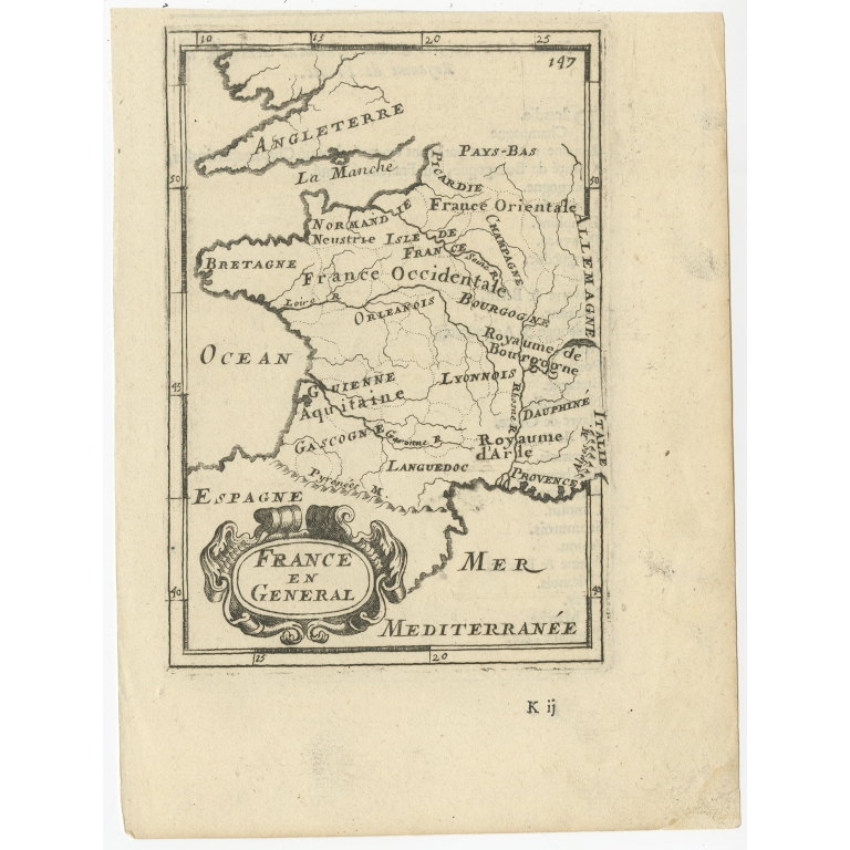 Antique Map of France by Mallet (c.1683)