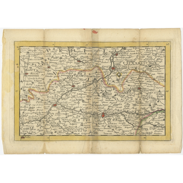 Antique Map of the Region of Soissons by De Lat (1737)
