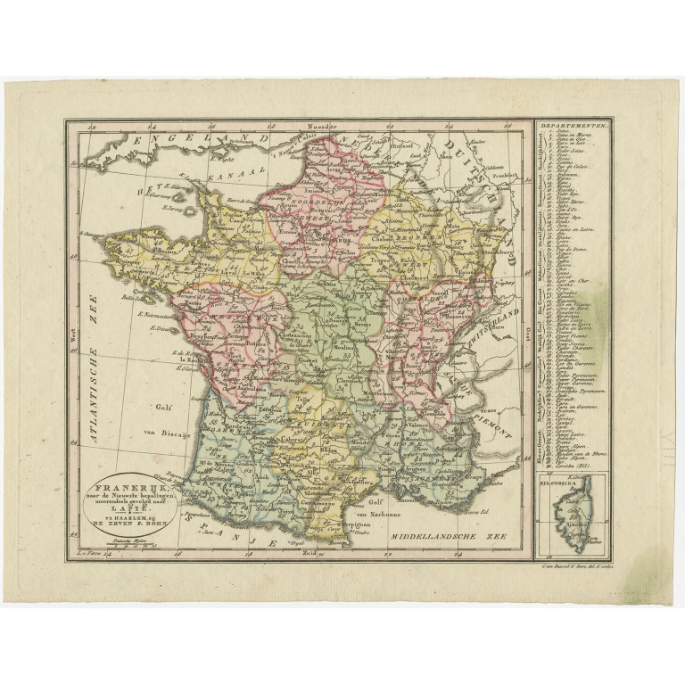 Antique Map of France by Van Baarsel (c.1820)