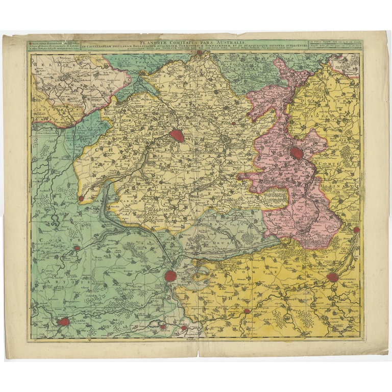Antique map of Flanders by Schenk (c.1730)