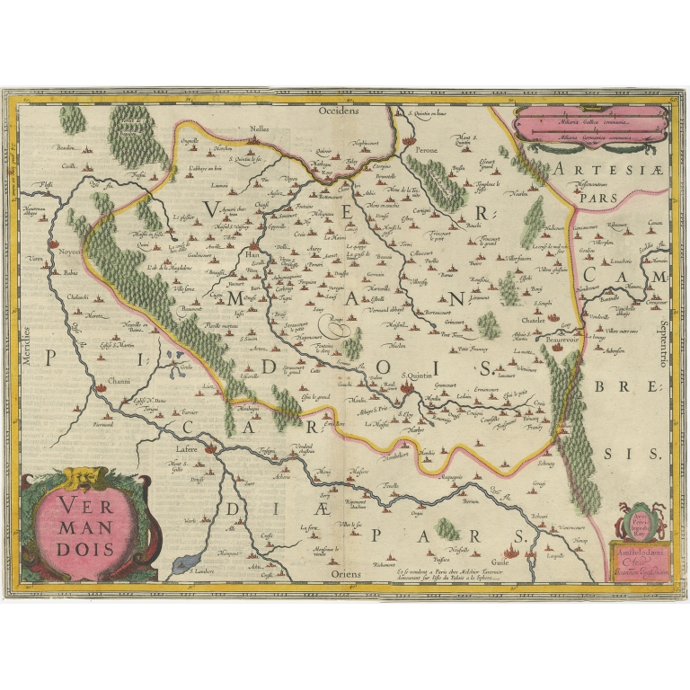 Antique Map of the Vermandois region by Janssonius (c.1640)