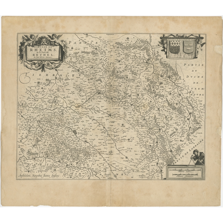 Antique Map of the Region of Rethelois by Janssonius (c.1650)