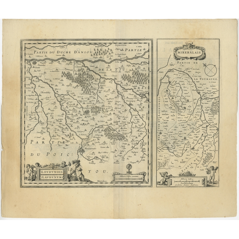 Antique Map of the Region of Blois by Janssonius (c.1650)