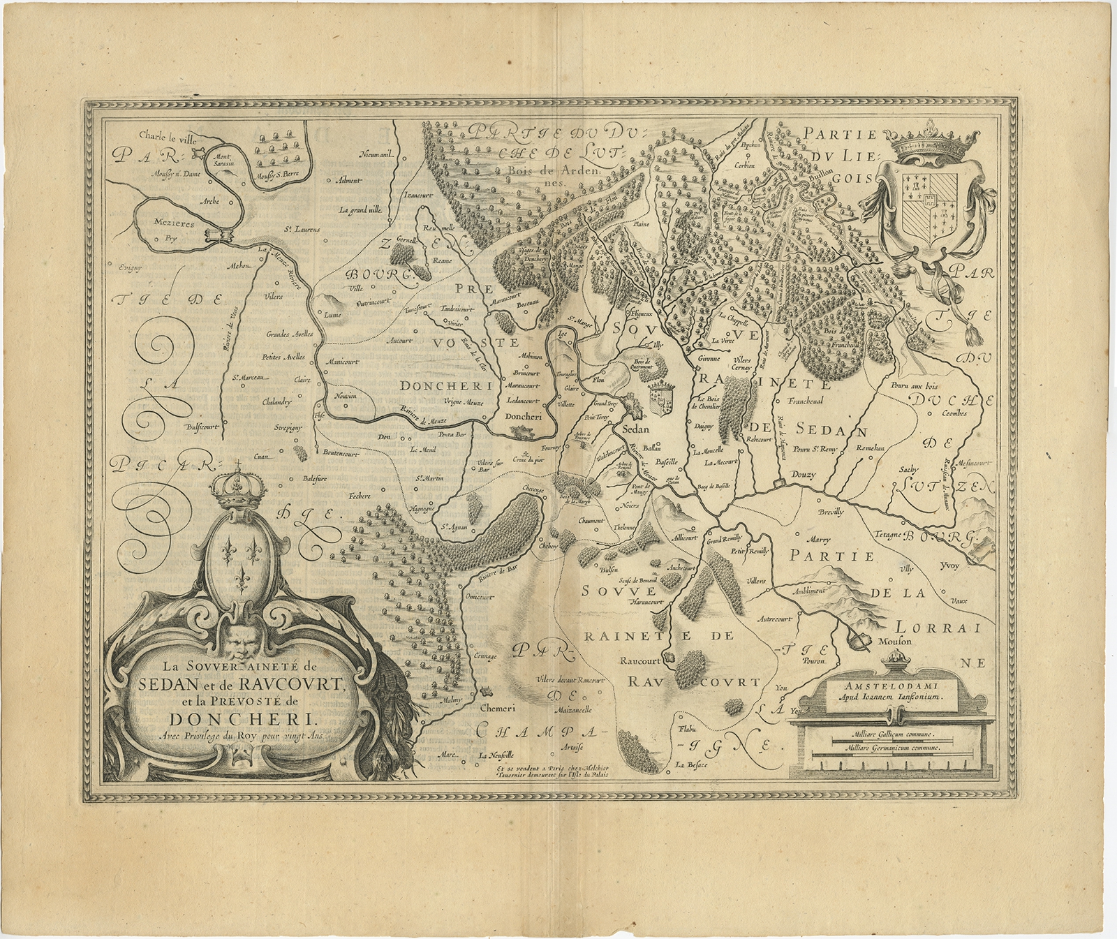 Antique Map of the Region of Sedan and Doncheri by Janssonius (c