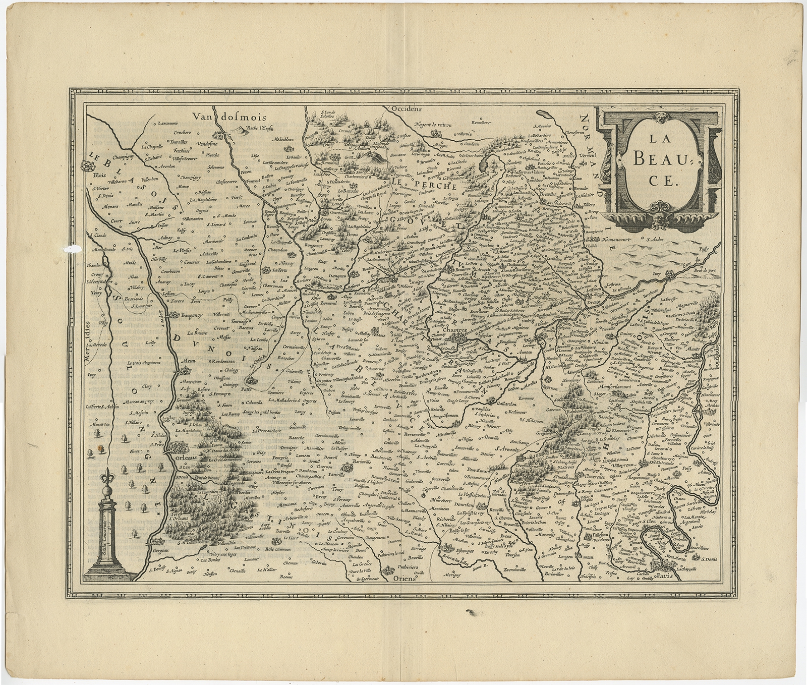 Antique Map Of The Region Of Beauce By Janssonius C1650 