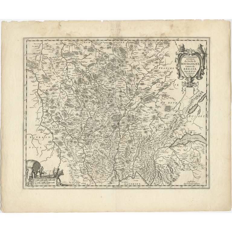 Antique Map of the Region of Burgundy by Janssonius (c.1660)