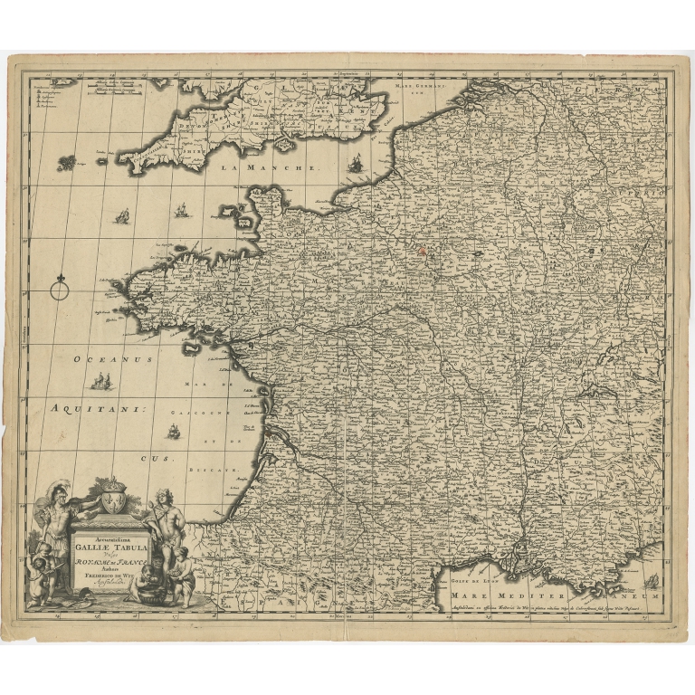 Antique Map of France by De Wit (c.1680)