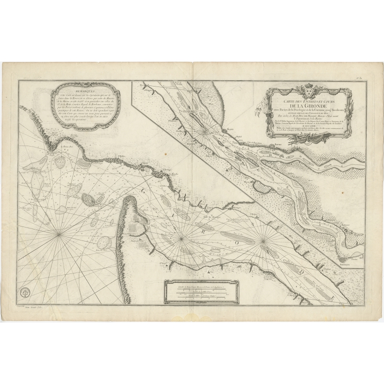 Antique Map of the Gironde Estuary by Croisey (c.1770)