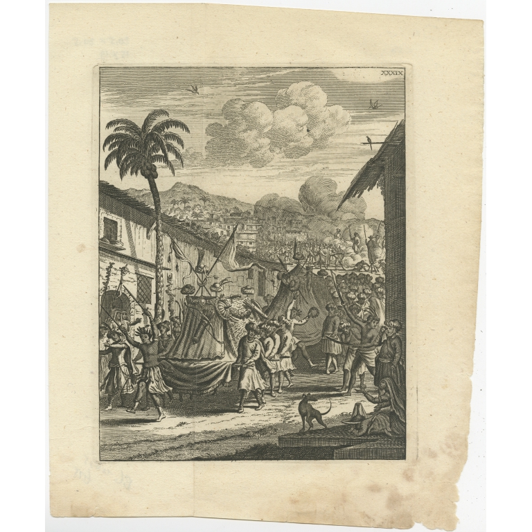 Antique Print of (Moorish) Celebrations in the Bengal Kingdom by Schouten (1775)