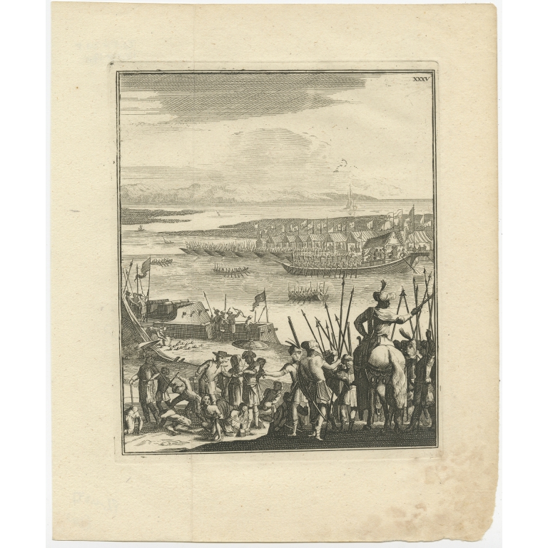 Antique Print of the Meeting near Baliapal by Schouten (1775)