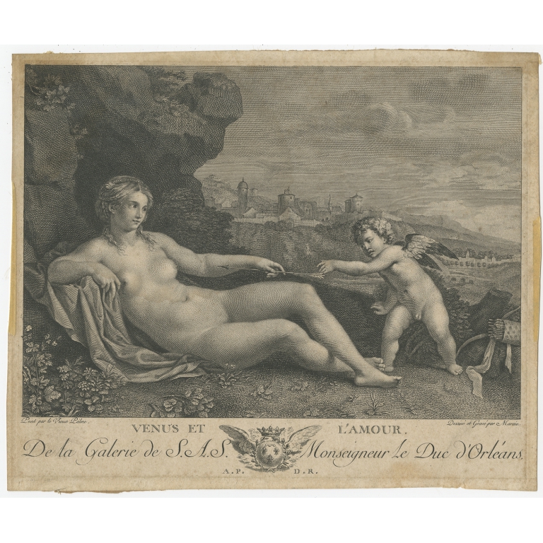 Antique Print of Venus and Cupid by Marais (c.1808)