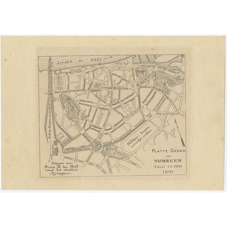 Antique Map of Nijmegen by Ten Hoet (1891)