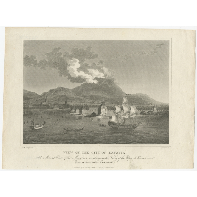 Antique Print of Batavia by Dixon (1826)