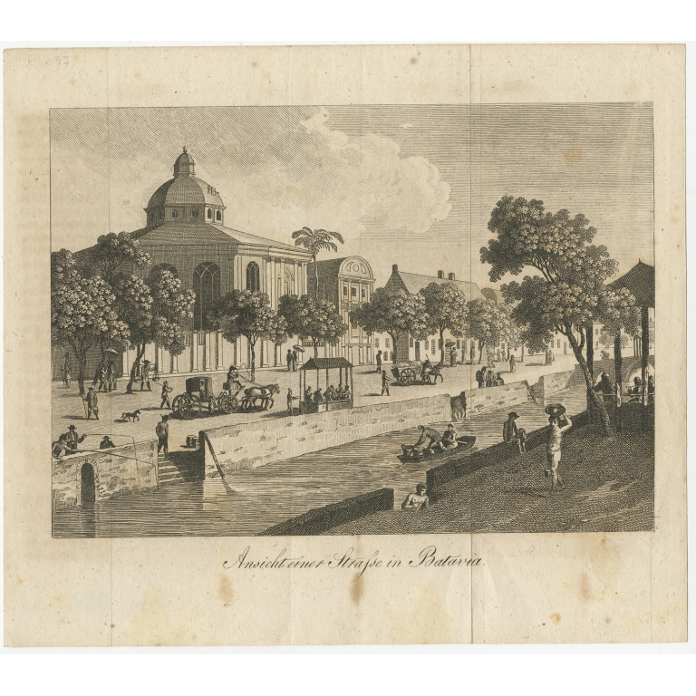 Antique Print of Batavia (c.1820)
