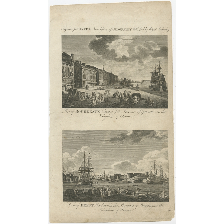 Antique Print of Bordeaux and Brest by Bankes (c.1790)