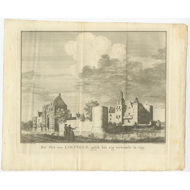 Antique Print of the Castle of Liesveld by Tirion (1749)
