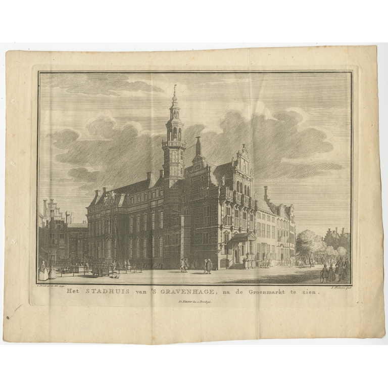 Antique Print of the City Hall of the Hague by Tirion (1745)