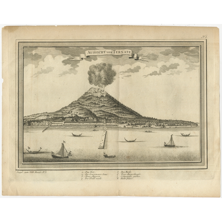 Antique Print of Ternate by Schwabe (1751)