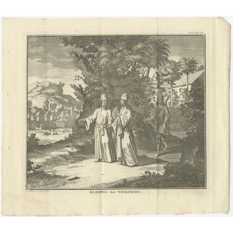 Antique Costume Print of Tonkin by Tirion (1730)