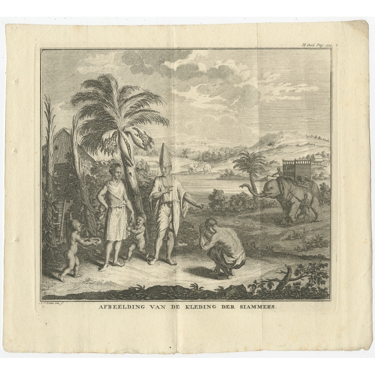Antique Costume Print of Siam by Tirion (1730)