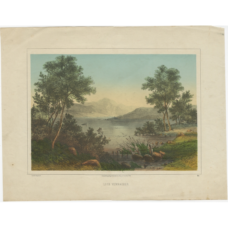 Antique Print of Loch Venacher by May (c.1850)