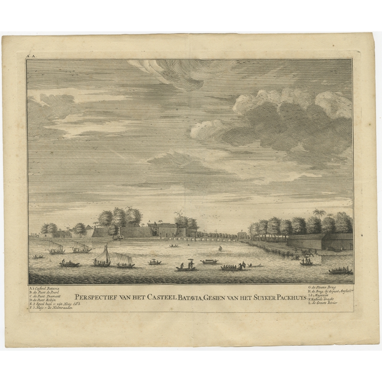 Antique Print of the Castle of Batavia by Valentijn (1726)