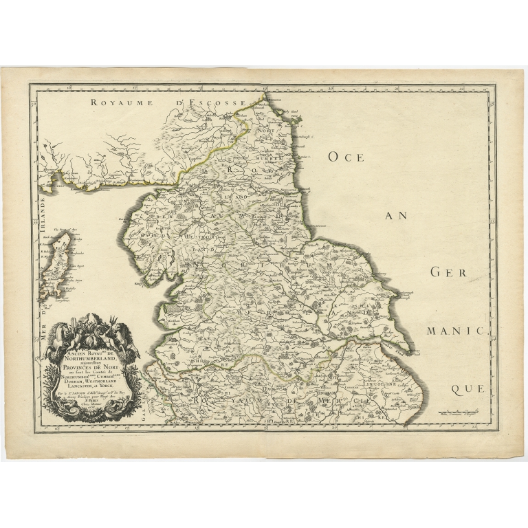 Antique Map of the Region of Northumberland by Sanson (1658)