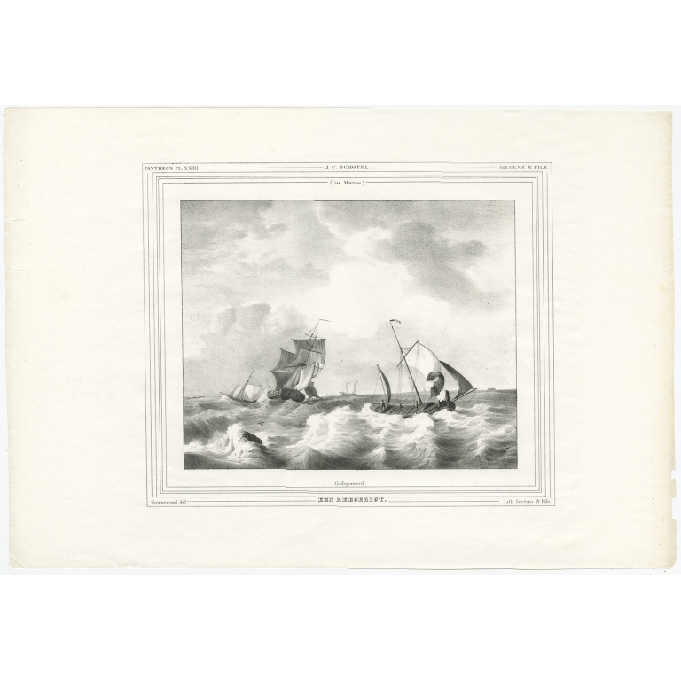 Antique Print of a Seascape by Soetens & Fils (c.1840)