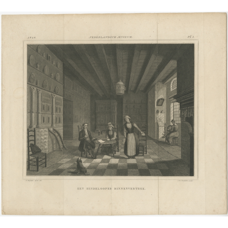 Antique Print of a Residence in Hindeloopen by Reckleben (1848)