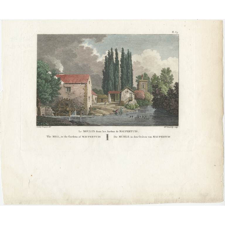 Antique Print of the Gardens of Maupertuis by Laborde (1808)