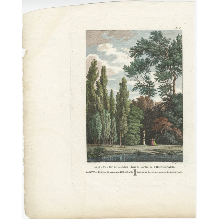 Antique Print of the Grove of Diana by Laborde (1808)