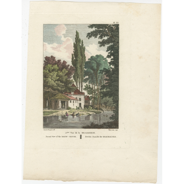 Antique Print of the Brew House by Laborde (1808)