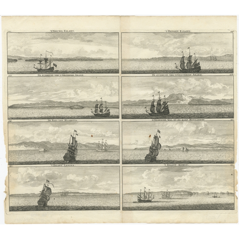 Antique Print with views of Arabia by De Bruyn (1711)