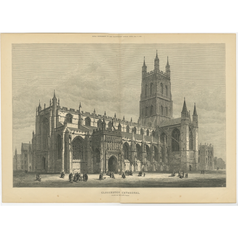 Antique Print of Gloucester Cathedral from the Illustrated London News (1883)