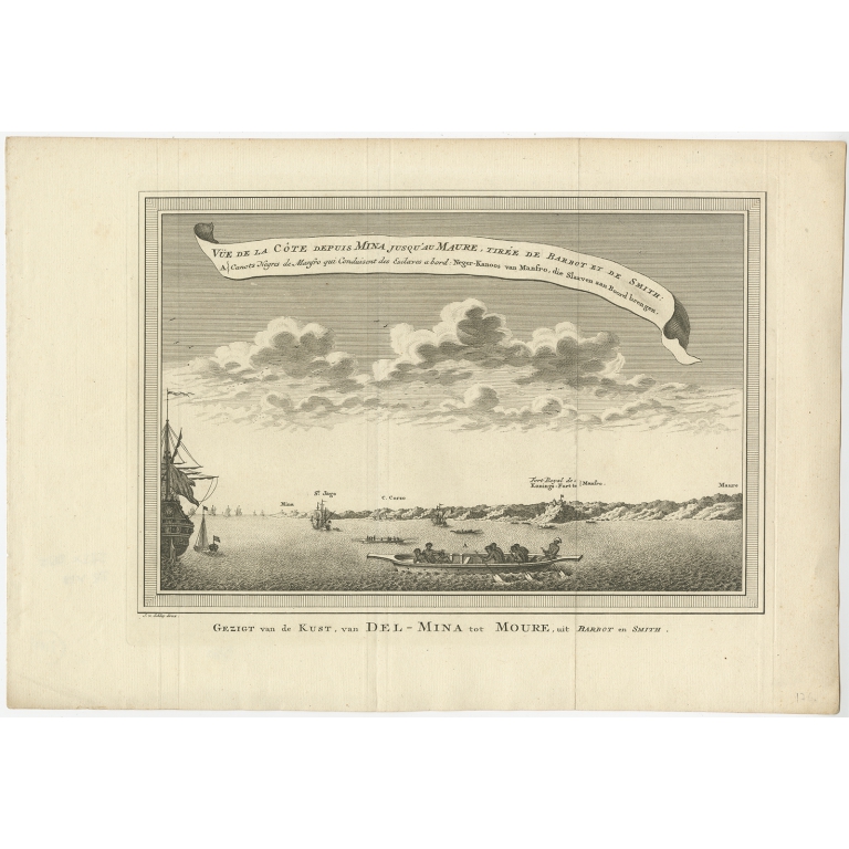 Antique Print of the Coast from Elmina to Moree by Van der Schley (1748)