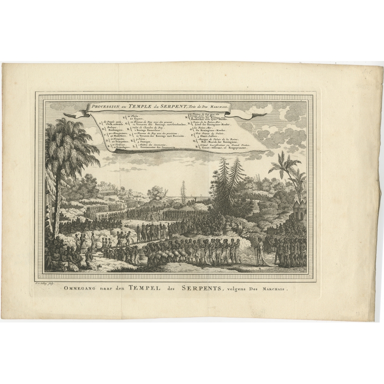Antique Print of the Temple of Pythons by Van der Schley (1748)