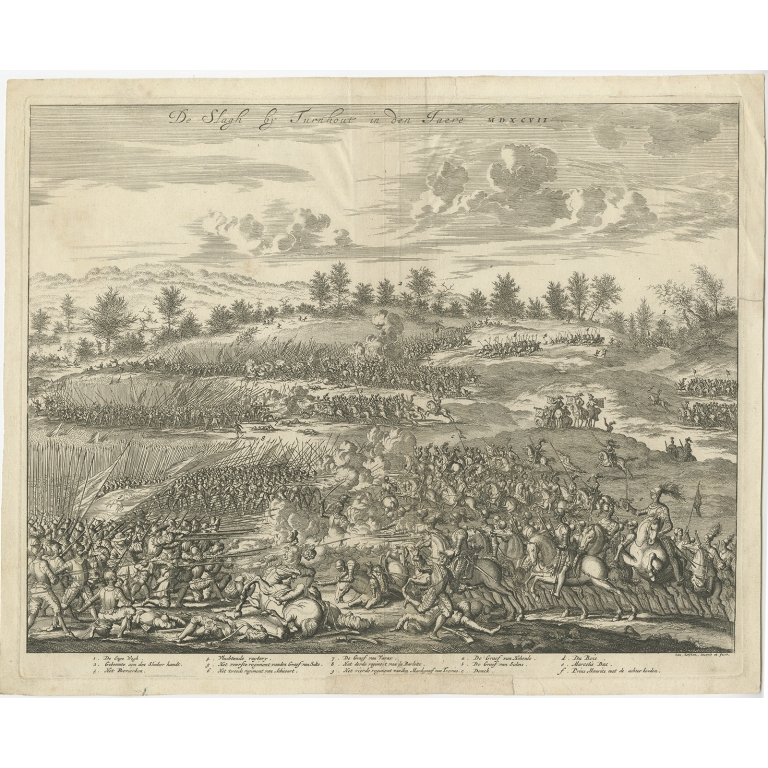 Antique Print of the Battle of Turnhout by Luyken (1681)