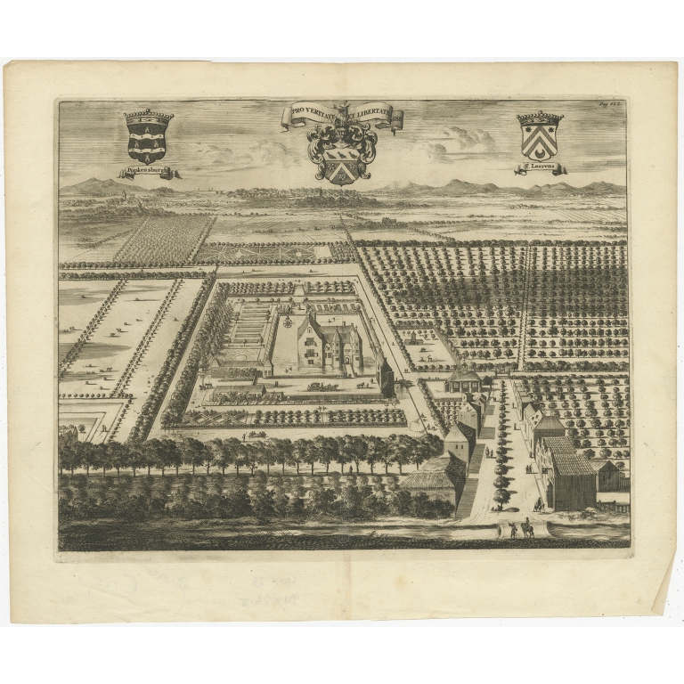 Antique Print of the Popkensburg Estate by Smallegange (1696)