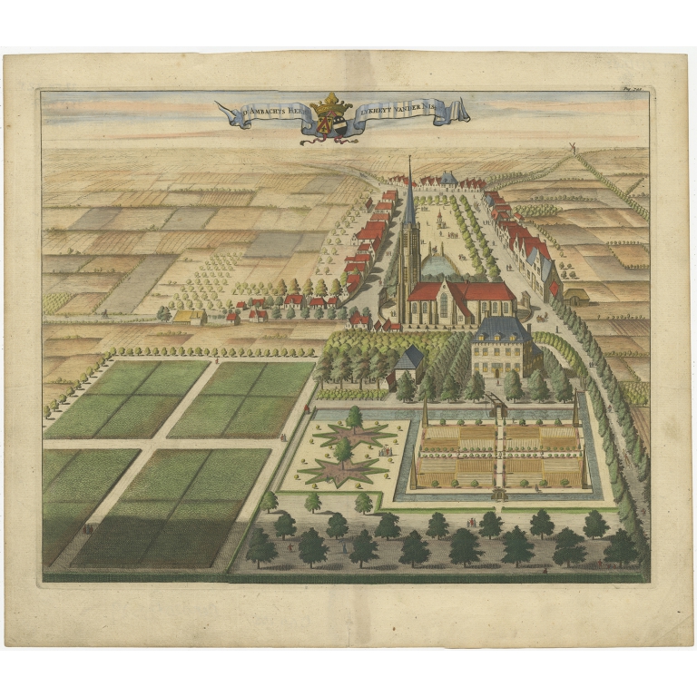 Antique Print of the Heerlijkheid Nisse Estate by Smallegange (1696)