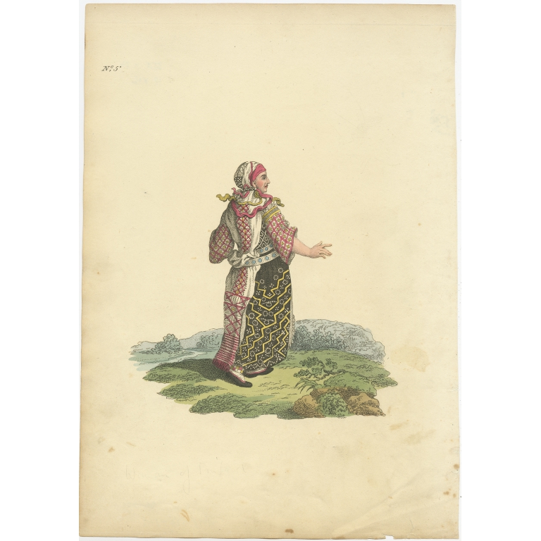 Antique Costume Print of Finland by Harding (1811)