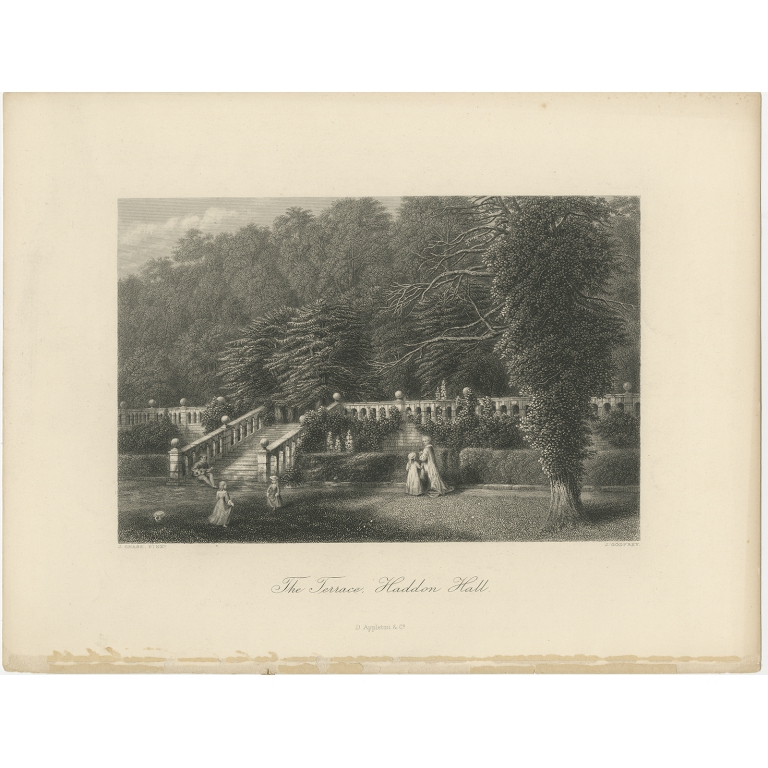Antique Print of the Terrace of Haddon Hall by Appleton (1875)